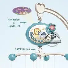Berço musical musical com luzes, projeção para bebês.